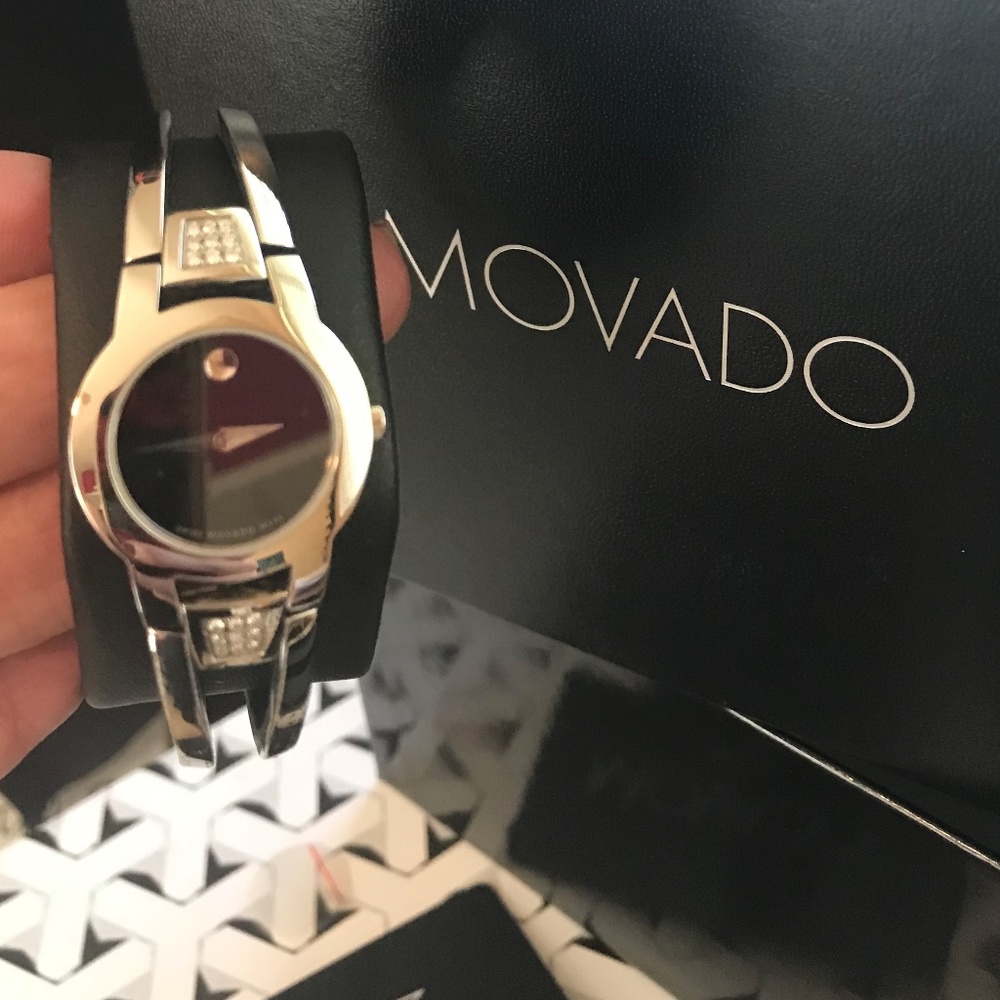 Movado Sterling Silver/Diamod Art Deco Watch